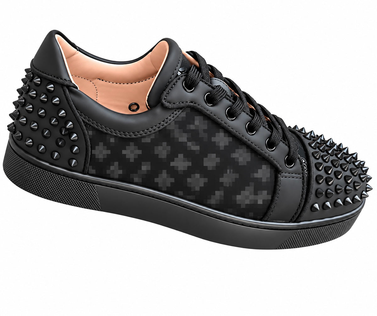 Geometry Black – tenis negros unisex con púas | Belivstyle (vista 2)