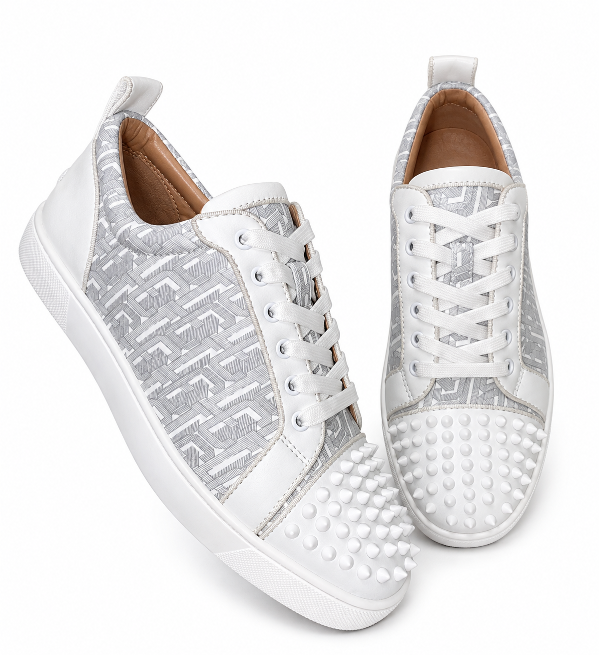 Geometry White – tenis blancos unisex con púas | Belivstyle (vista 1)
