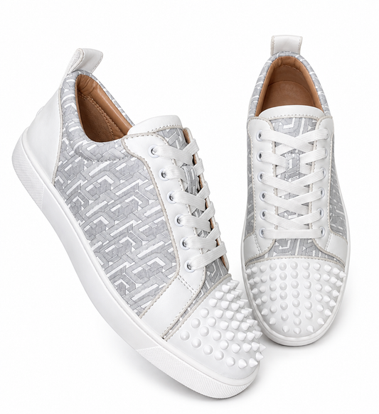 Geometry White – tenis blancos unisex con púas | Belivstyle (vista 1)