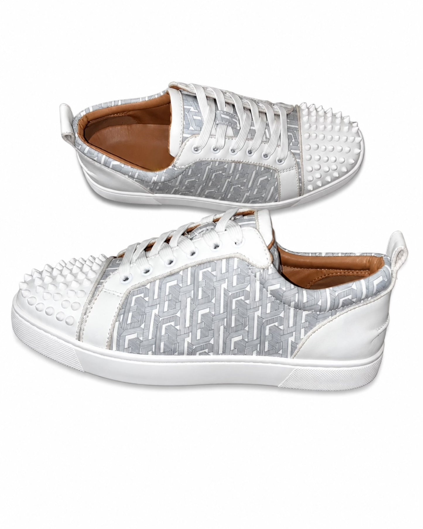 Geometry White – tenis blancos unisex con púas | Belivstyle (vista 2)