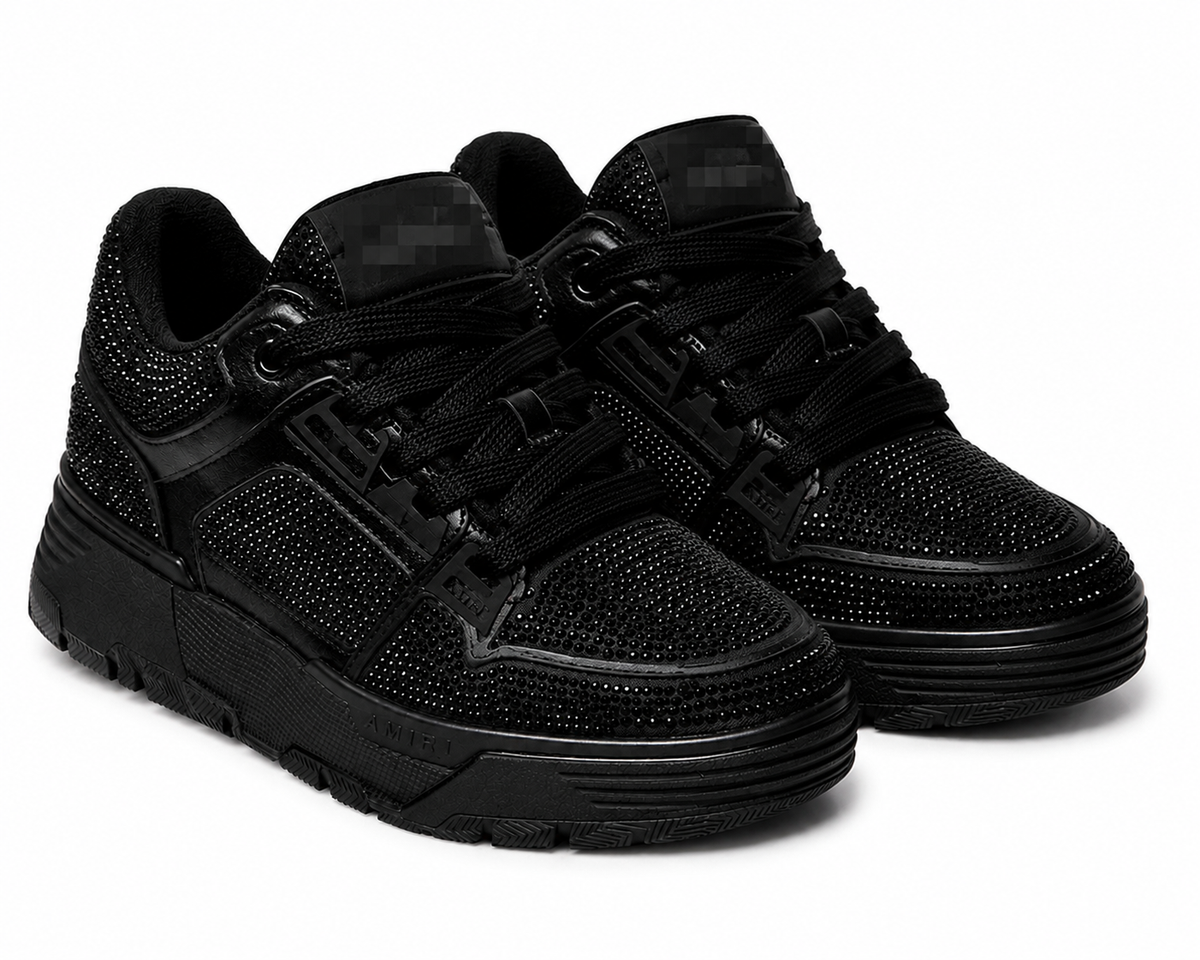 Midnight Black – tenis negros unisex con brillantes | Belivstyle (vista 1)