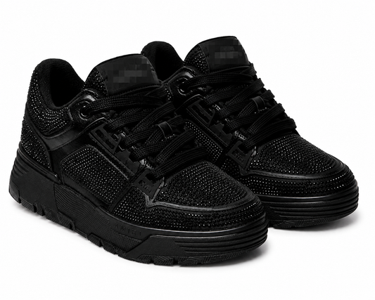 Midnight Black – tenis negros unisex con brillantes | Belivstyle (vista 1)
