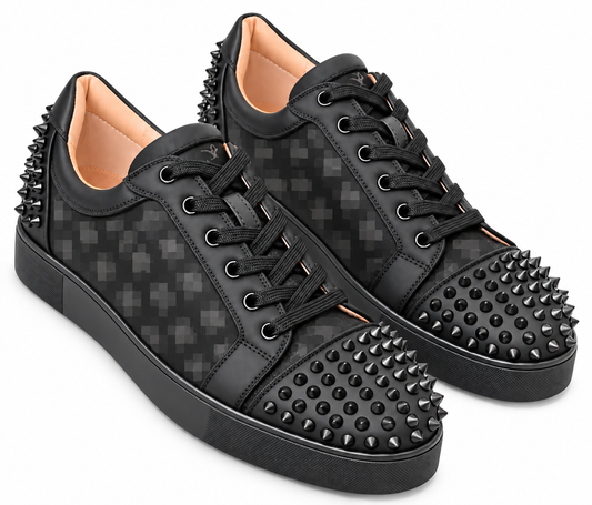 Geometry Black – tenis negros unisex con púas | Belivstyle (vista 1)